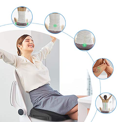 Feagar Cojín Coxis Gel para Silla de Oficina Cojín Antiescaras de Espuma de Memoria con Capa de Gel, Cojín para Silla de Escritorio, Gaming/Juego, Negro