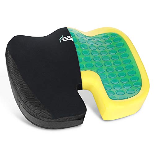 Feagar Cojín Coxis Gel para Silla de Oficina Cojín Antiescaras de Espuma de Memoria con Capa de Gel, Cojín para Silla de Escritorio, Gaming/Juego, Negro