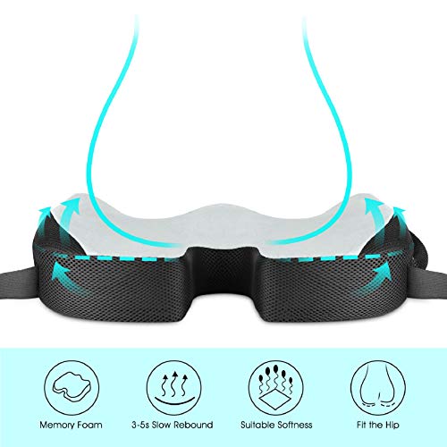 Feagar Cojin Coxis para Silla, Cojín para Asientos del Coche, sofá, Silla Oficina - Cojines en U Forma almorranas de Espuma Memoria - Alivio de Espalda y Ciática