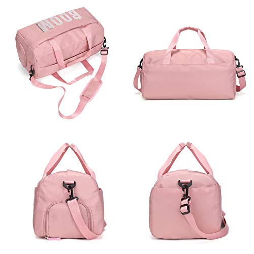FEDUAN Boom Bolsa Deportiva Deporte de Viaje de compres con Compartimento para Zapatos Bolsillo Mojado Moda Impermeable para Hombres y Mujeres Yoga Pilates Playa Ocio Sauna Festivo Rosa Pink