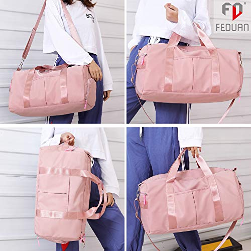 FEDUAN, la Bolsa de Viaje Original, Deportiva, Gimnasia, a Prueba de Agua, con Comp. Zapatos, Comp. húmedo, Bolso de la Compra, Fin de Semana, Vacaciones, Rosa