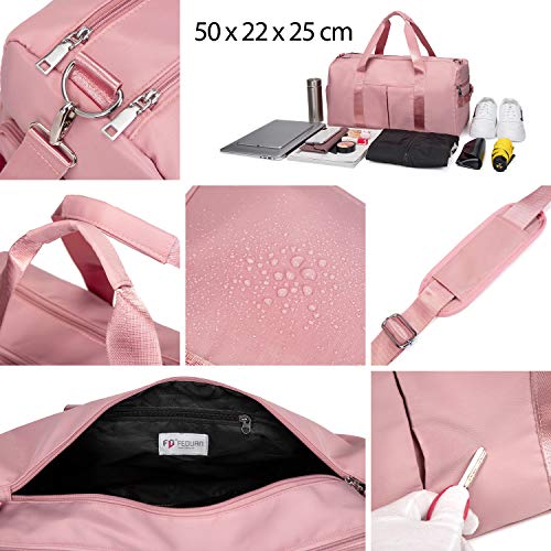 FEDUAN, la Bolsa de Viaje Original, Deportiva, Gimnasia, a Prueba de Agua, con Comp. Zapatos, Comp. húmedo, Bolso de la Compra, Fin de Semana, Vacaciones, Rosa