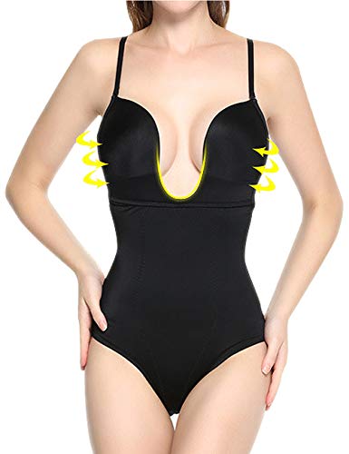 FeelinGirl Fajas Ajustables sin Costuras con Escote en U Forma Color Sólido Braga Moldeado Faja Falda Reductora Liso M ES 38-40