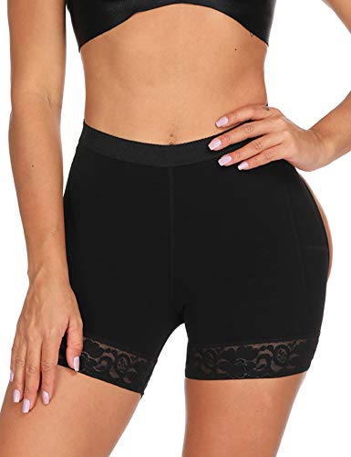 FeelinGirl Mujer Braga Moldeado Sexy Cadera Descubierta Shapewear Butt Lifter Control de Panza Ropa Interior Faja de Encaje sin Costuras Negro ES 38-40