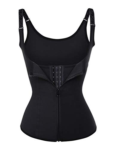 FeelinGirl Mujer Corsé Underbust Entrenador de Cintura Faja Reductora Huesos Plásticos Tirantes Ajustables Waist Trainer Negro XXL/ES 42-44