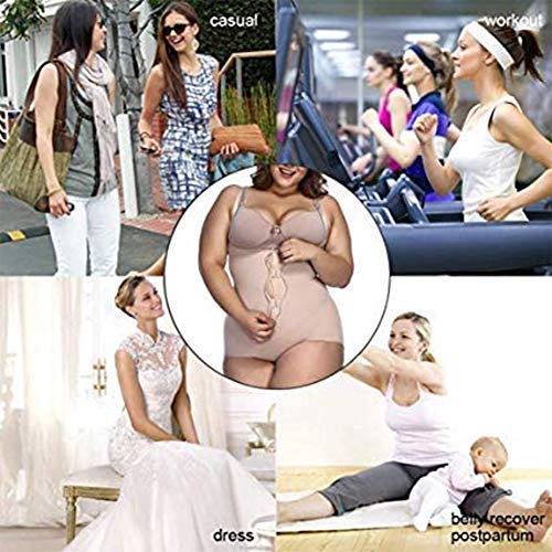 FeelinGirl Mujer Faja Reductora con Cinta Ajustable Corsé Bustier Ajustable Cremallera Shapewear Corset Waist Trainer Beige S/Talla 34-36