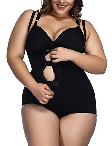 FeelinGirl Mujer Faja Reductora con Cinta Ajustable Corsé Bustier Ajustable Cremallera Shapewear Corset Waist Trainer Negro 3XL/Talla 46-48