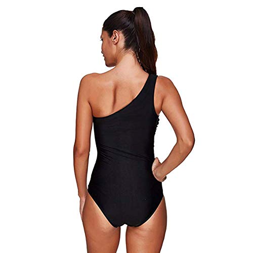 FeelinGirl Mujer Monokini con Uno/Dos Tirantes Traje de Baño de Una Pieza Talla Grande Un Tirante-Negro 3XL/Talla 50
