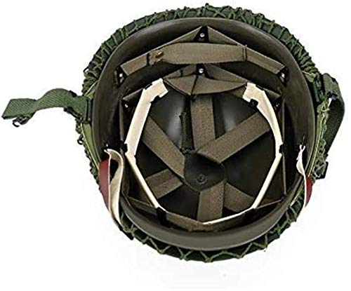 Feeyond Una Réplica del Casco Verde M1 del Ejército De Los EE. UU. De La Segunda Guerra Mundial, Ajustable Y Equipado con Una Barbilla De Malla/Lona con Equipo De Paintball Táctico para Adultos
