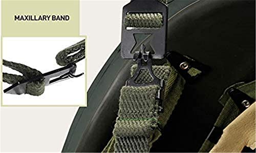 Feeyond Una Réplica del Casco Verde M1 del Ejército De Los EE. UU. De La Segunda Guerra Mundial, Ajustable Y Equipado con Una Barbilla De Malla/Lona con Equipo De Paintball Táctico para Adultos