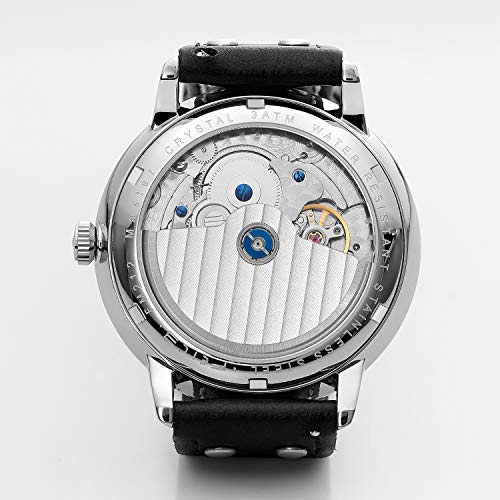 FEICE Reloj Automático para Hombres Reloj Mecánico Reloj Bauhaus con Esfera Cepillado Reloj Multifuncional con Calendario Reloj de Pulsera Impermeable Ø41mm FM212