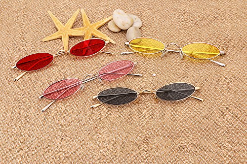 FEISEDY Gafas de sol pequeñas de época Oval Marco de metal delgado Colores de caramelo B2277