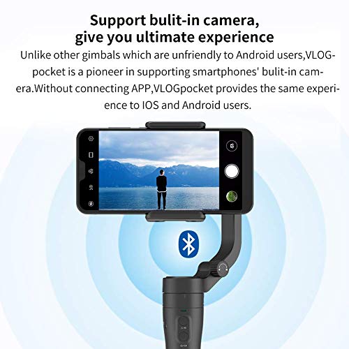 FeiyuTech Vlogpocket Estabilizador Pare Móvil,Más Ligero Handheld 3-Ejes Gimbal Stabilizer Pare iPhone/Samsung/Huawei/XiaoMi,Negro