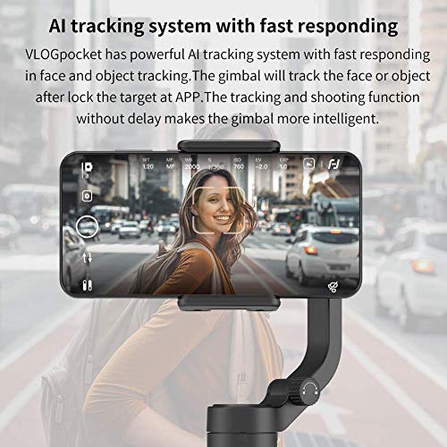 FeiyuTech Vlogpocket Estabilizador Pare Móvil,Más Ligero Handheld 3-Ejes Gimbal Stabilizer Pare iPhone/Samsung/Huawei/XiaoMi,Negro