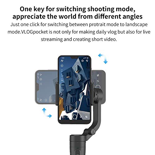 FeiyuTech Vlogpocket Estabilizador Pare Móvil,Más Ligero Handheld 3-Ejes Gimbal Stabilizer Pare iPhone/Samsung/Huawei/XiaoMi,Negro