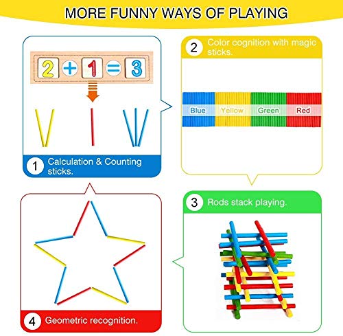 Felly Juegos Matematicos para Niños, Montessori Juguetes Educativos con Relojes de Aprendizaje, Números, Contadores, Juguetes de Madera para Todos los Niños y Niñas 3 4 5 6 Años