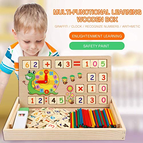 Felly Juegos Matematicos para Niños, Montessori Juguetes Educativos con Relojes de Aprendizaje, Números, Contadores, Juguetes de Madera para Todos los Niños y Niñas 3 4 5 6 Años