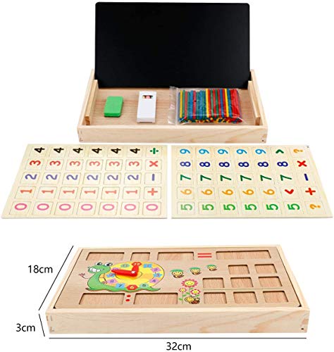Felly Juegos Matematicos para Niños, Montessori Juguetes Educativos con Relojes de Aprendizaje, Números, Contadores, Juguetes de Madera para Todos los Niños y Niñas 3 4 5 6 Años