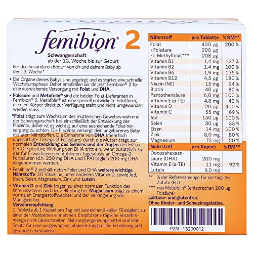 Femibion 2 Schwangerschaft Tagesportionen, 112 pzas Tabletas