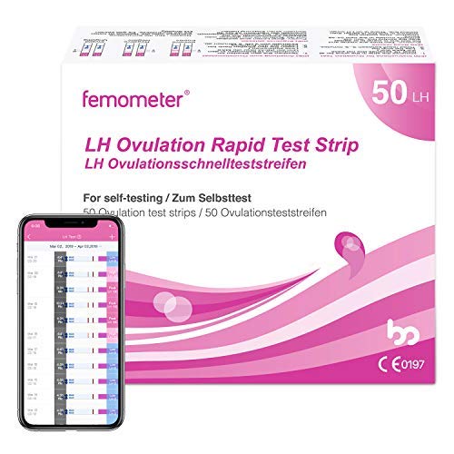 Femomter 50 test de ovulación 20 mIU/ml, Resultados Precisos con la App (iOS & Android) Reconocimiento Automático de los Resultados de las Pruebas