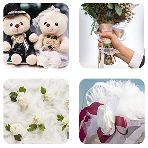 Femongy Rollo Organza, Tela de Tul, 2 Rollos Rollo Tul para Velos y Trajes de Novia, Caminos de Mesa, Lazos Sillas, Envolver Regalos, Manualidades y Decoración Cumpleaños 26M X 29CM (Blanco, Rosa)