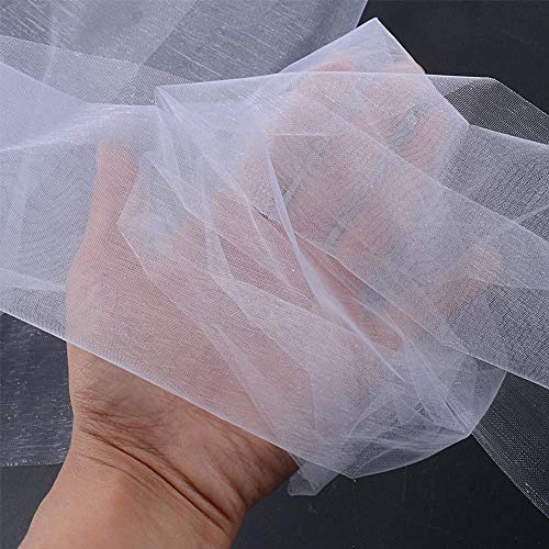Femongy Rollo Organza, Tela de Tul, 2 Rollos Rollo Tul para Velos y Trajes de Novia, Caminos de Mesa, Lazos Sillas, Envolver Regalos, Manualidades y Decoración Cumpleaños 26M X 29CM (Blanco, Rosa)