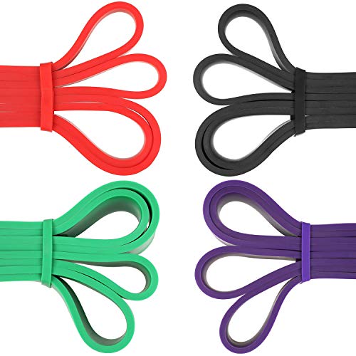 Femor 4pcs Bandas Elásticas de Fitness, con 4 Niveles de Resistencia, de Látex Natural, para Entrenamiento de Fuerza, Culturismo, Yoga, Pilates etc