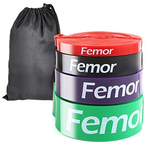 Femor 4pcs Bandas Elásticas de Fitness, con 4 Niveles de Resistencia, de Látex Natural, para Entrenamiento de Fuerza, Culturismo, Yoga, Pilates etc