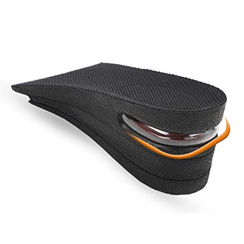 FENICAL Par de Plantillas para Pie Medio Plantillas para Zapatos con Alzas Elevadora 6CM de PU Invisible para Mujer y Hombre Negro