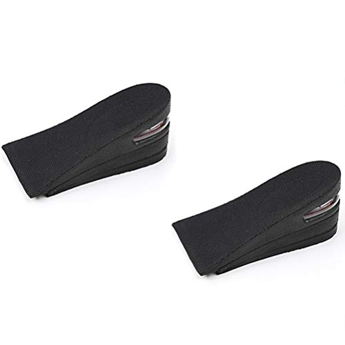 FENICAL Par de Plantillas para Pie Medio Plantillas para Zapatos con Alzas Elevadora 6CM de PU Invisible para Mujer y Hombre Negro