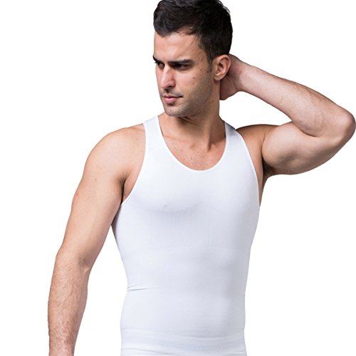 FEOYA - Chaleco sin Costrua con Faja Reductora para Hombre Absorción de Sudor Suave Shapewear Body para Boda Fiesta Vida Cotidiana - Blanco - XL