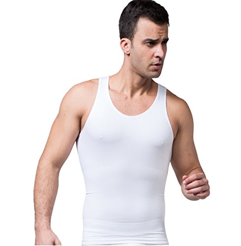 FEOYA - Chaleco sin Costrua con Faja Reductora para Hombre Absorción de Sudor Suave Shapewear Body para Boda Fiesta Vida Cotidiana - Blanco - XL