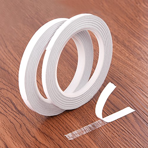 FEPITO 4 Rollos Cinta de doble cara Cinta de costura adhesiva fuerte para Craft Class Office, 25 metros cada rollo (Ancho: 6 mm / 9 mm / 12 mm / 15 mm)