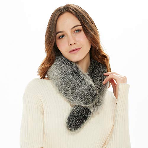 Ferand - Bufanda de piel de zorro para mujer Color negro. Talla única