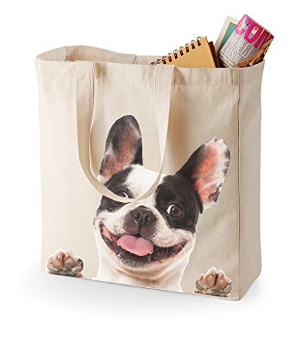 Fernch Bulldog Bolsa de la compra reutilizable, regalo impreso, respetuoso con el medio ambiente, elegante bolsa de hombro, gran regalo o regalo para cualquier amante de los perros