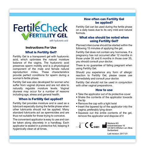 FertileCheck Aplicadores gel fertilidad embarazo con acido hialuronico conceive