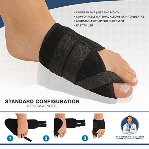 Férulas Nocturnas para Juanetes de Dr. Frederick's Original – 2 Correctores de Juanete de Velcro con Doble Cosido – Alivio del Juanete para Dormir – Para Hombres y Mujeres
