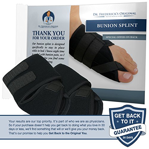 Férulas Nocturnas para Juanetes de Dr. Frederick's Original – 2 Correctores de Juanete de Velcro con Doble Cosido – Alivio del Juanete para Dormir – Para Hombres y Mujeres