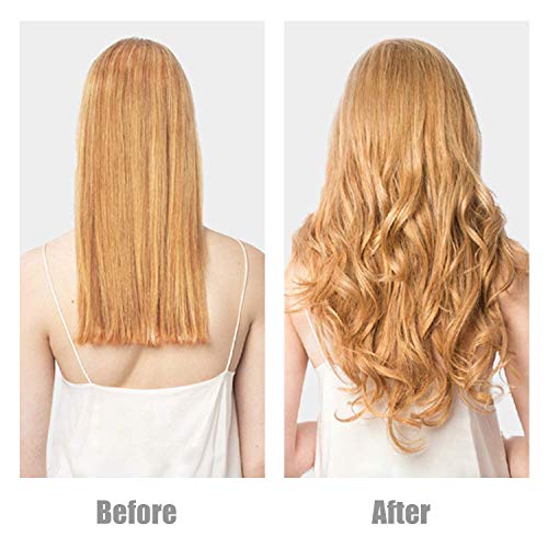 FESHFEN Clip Extensiones de Pelo Natural, 7 Piezas 16 Clips Full de Cabeza de Clip en el Pelo Extensiones de Cabello Clip Rizado 50cm Postizos de Pelo Natural Ondulado