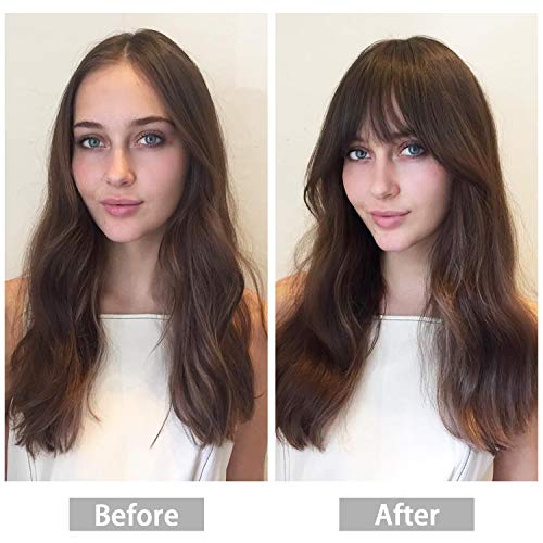 FESHFEN Flequillo Postizo Pelo Natural, Humano 100% Remy Hair de Cabello Natural Clip Una Pieza Flequillo Postizos Naturales para Mujer