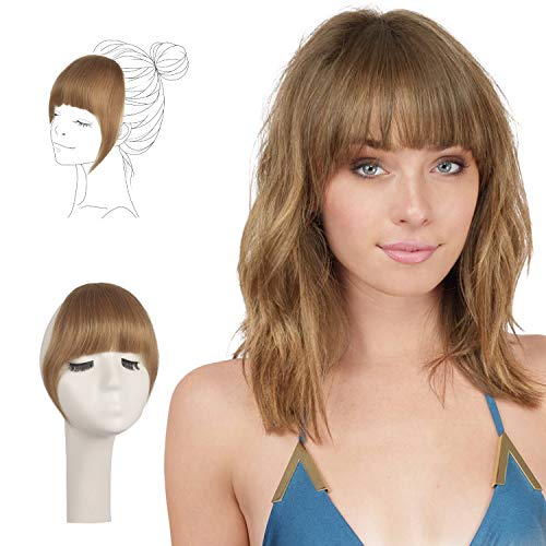 FESHFEN Flequillo Postizo Pelo Natural, Humano 100% Remy Hair de Cabello Natural Clip Una Pieza Flequillo Postizos Naturales para Mujer