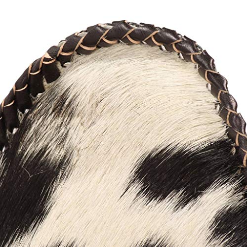 Festnight Estilo Vintage Silla de Mariposa de Piel de Cabra Auténtica Completamente Hecha a Mano Negra y Blanca 74 x 66 x 90 cm