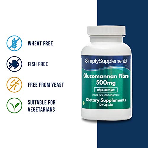 Fibra de Glucomanano 500mg - Apto para veganos - 120 Cápsulas - SimplySupplements