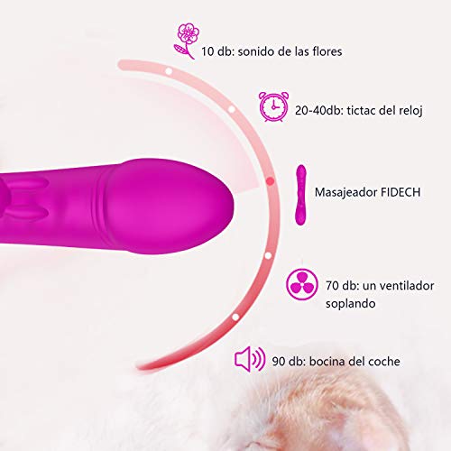 FIDECH Masajeador Portátil, 10 Modos de Frecuencia, Silicona Suave, Impermeable, Carga USB