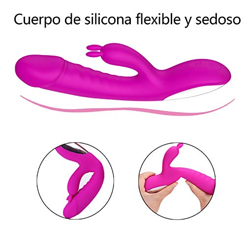 FIDECH Masajeador Portátil, 10 Modos de Frecuencia, Silicona Suave, Impermeable, Carga USB