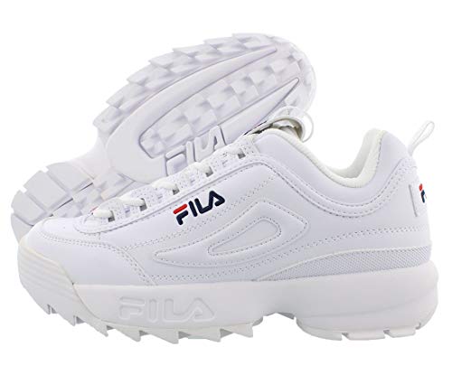 Fila Disruptor II FW02945-111 Leather Youth Trainers - White Peacoat Red - 37.5