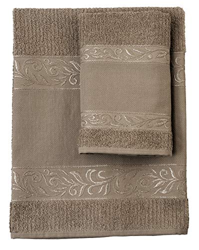 Filet – Juego de toallas de mano con ospite – 100% rizo de algodón – Color liso – con inserto de tela Aida para bordar – Cuerda