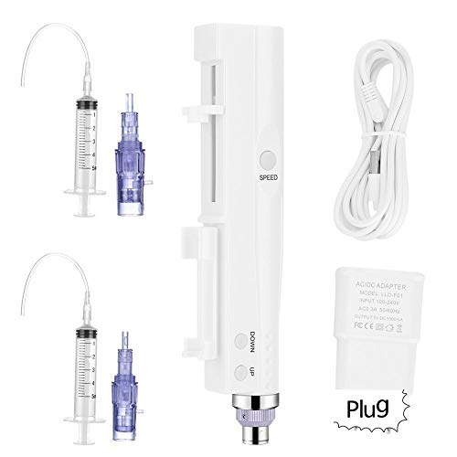 Filfeel Eléctrica dermatológicamente Pen Auto Nano Micro masajeador Piel Anti-Edad Arrugas Eliminar Whitening Piel Facial y Corporal(1pcs Derma Pen + 12pin Needle + 2pcs Syrup)