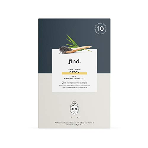 FIND - Mascarilla hidrogel, sin goteo, purificadora con carbón natural, pack de 10 unidades