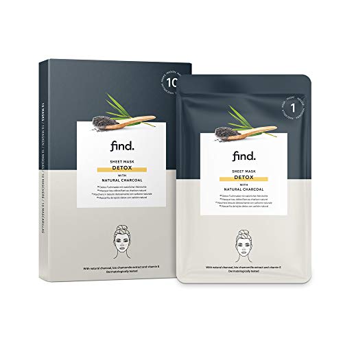 FIND - Mascarilla hidrogel, sin goteo, purificadora con carbón natural, pack de 10 unidades